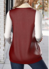 Deep Red Patchwork Sleeveless Stand Collar Waistcoat | thumb picture 