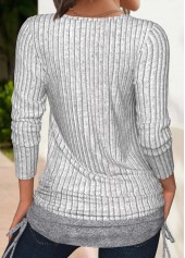 Grey Patchwork Long Sleeve Scoop Neck T Shirt | thumb picture 