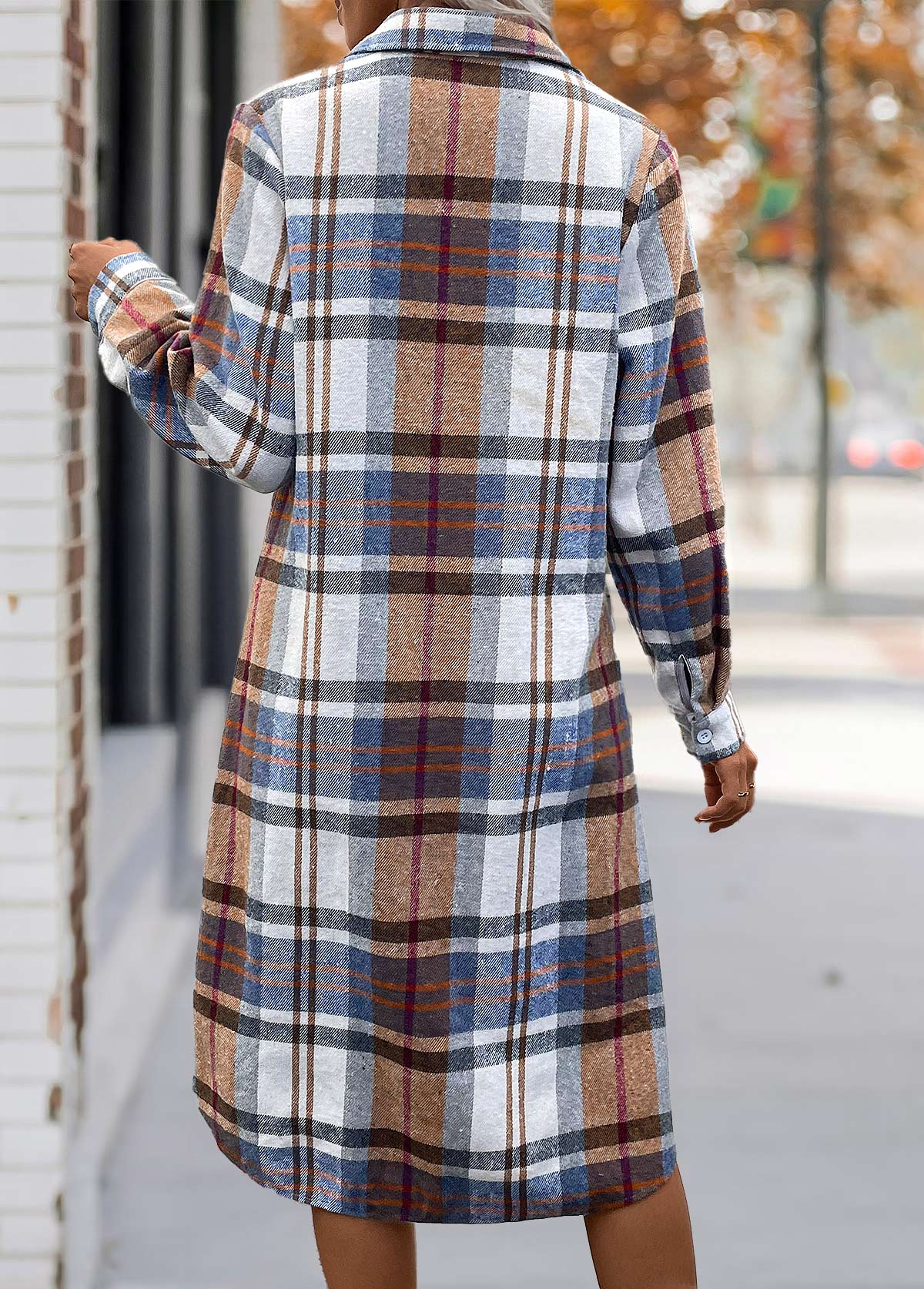 Multi Color Tummy Coverage Plaid Long Sleeve Dress | picture 