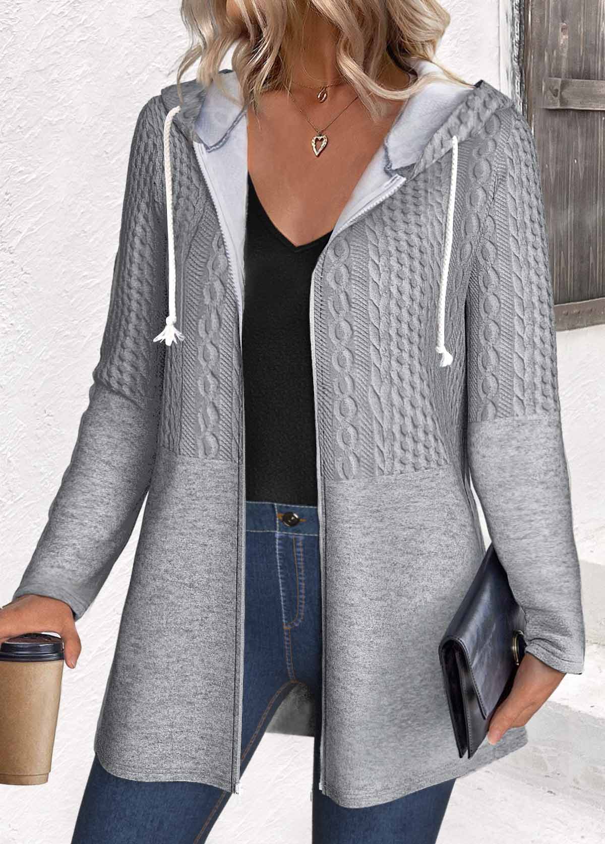 Spring Plus Size Plaid Warm Hoodie Coat
