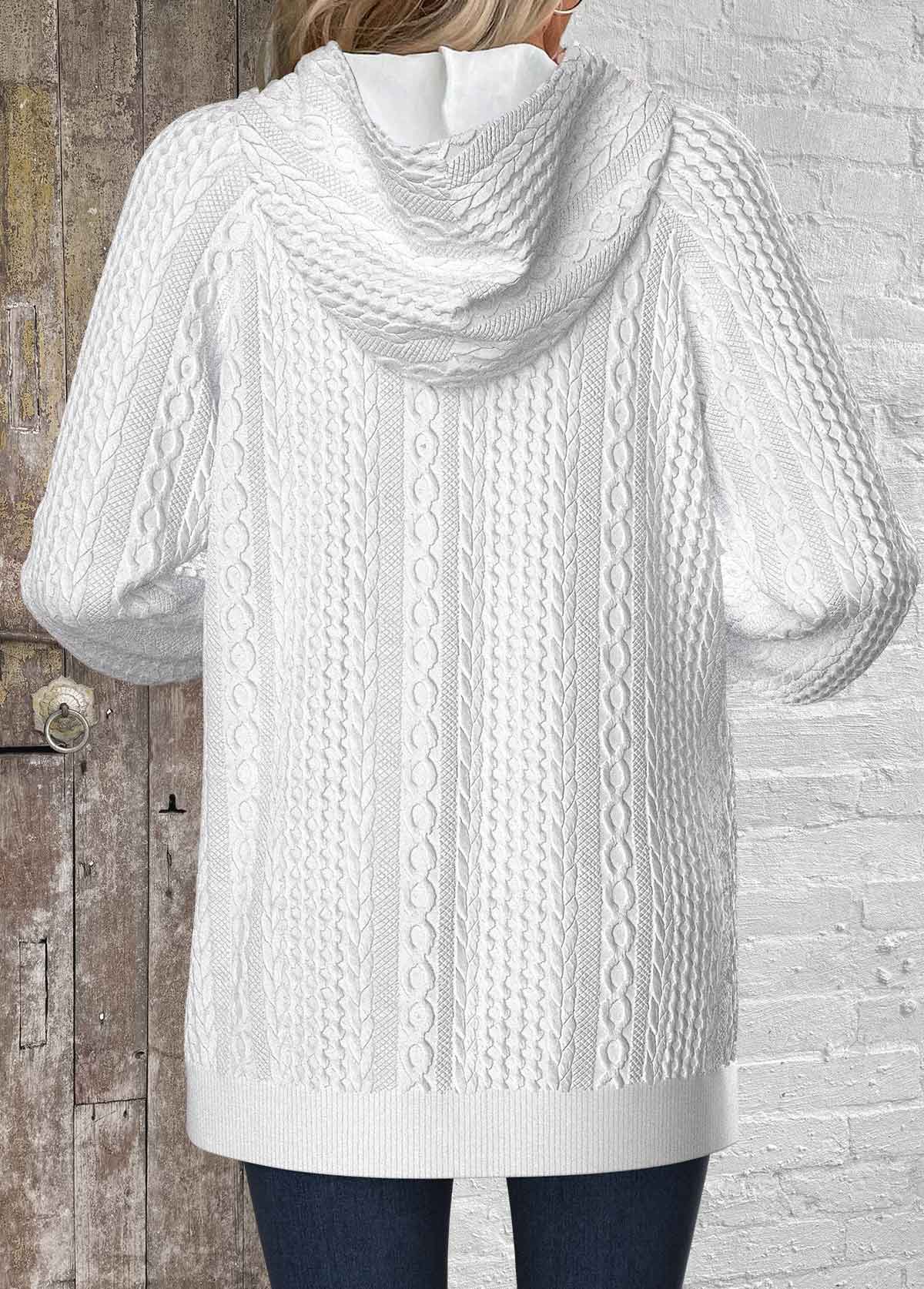 White Split Plus Size Long Sleeve Hoodie | picture 