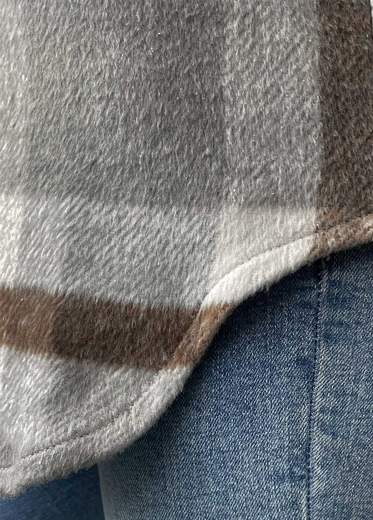 Grey Tummy Coverage Plaid Long Sleeve Coat | picture 