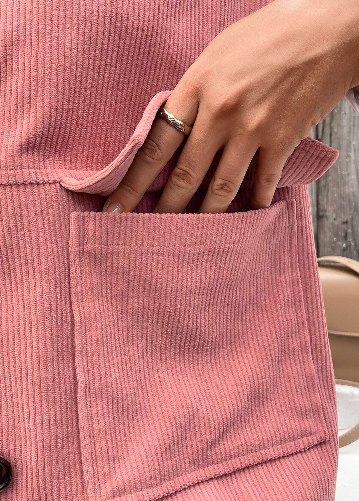 Plus Size Dusty Pink Button Up Corduroy Waistcoat | picture 