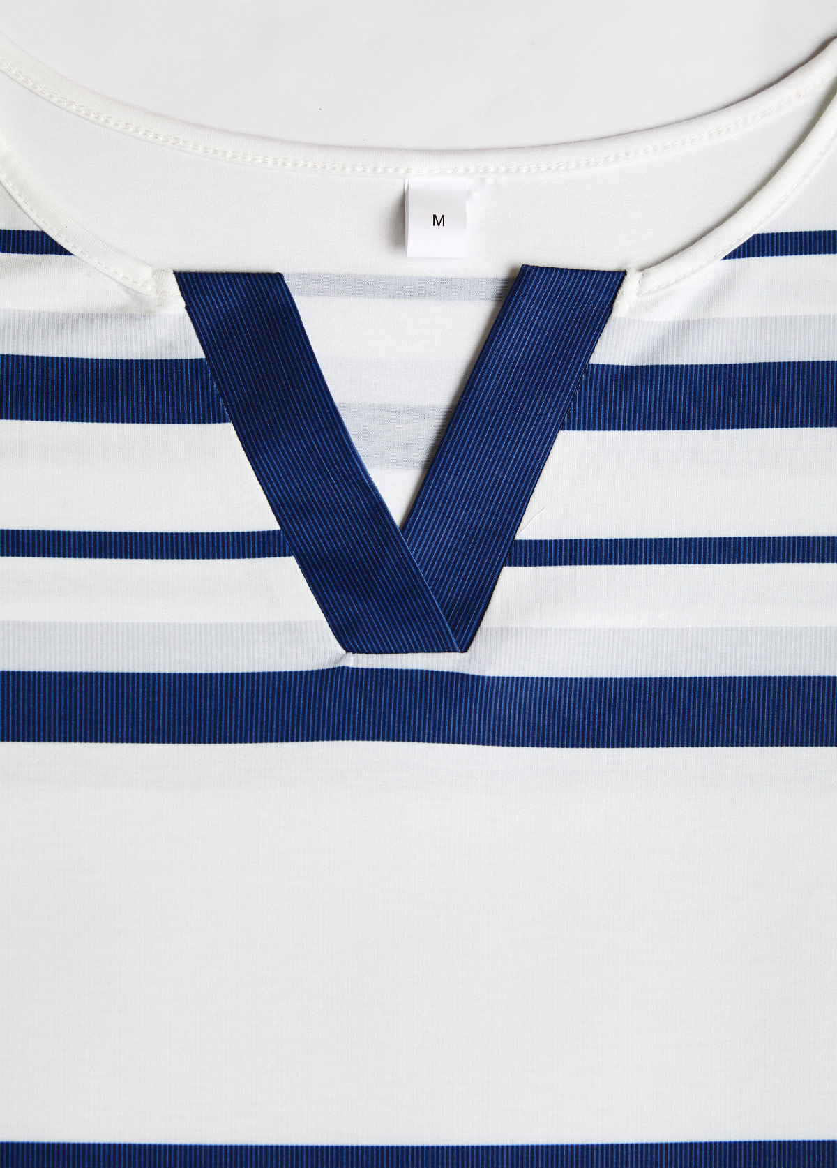 Plus Size White Patchwork Striped Long Sleeve T Shirt | picture 