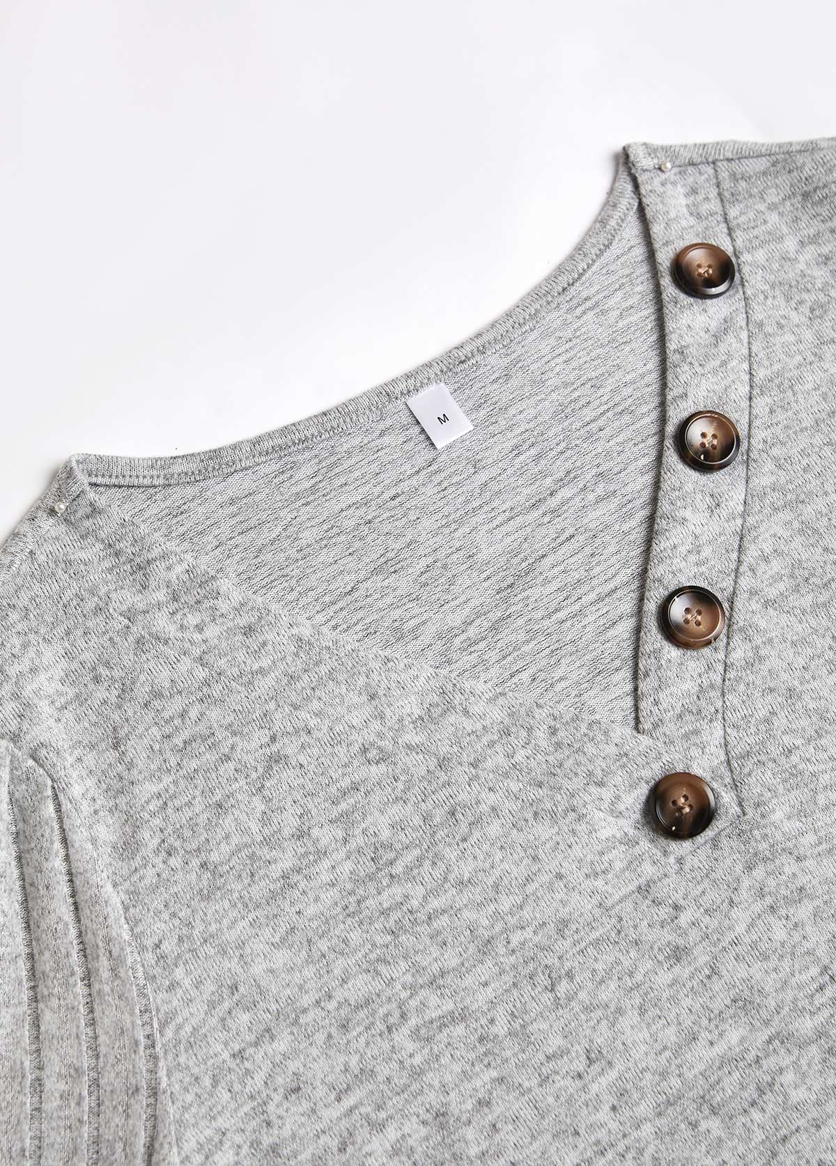 Plus Size Light Grey Patchwork Long Sleeve T Shirt | picture 