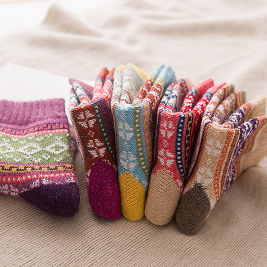 Christmas Multi Color Geometric Print Mid Calf Socks | picture 