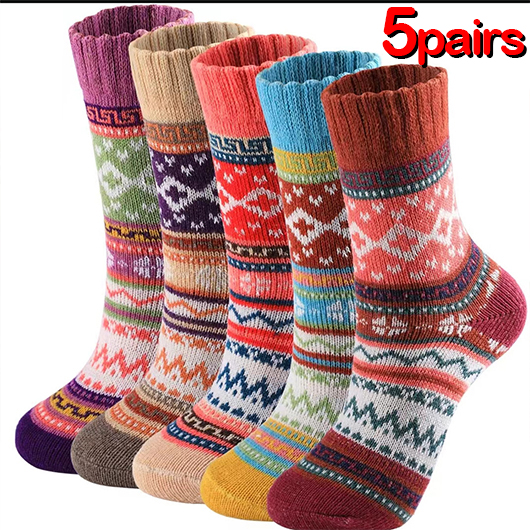 Christmas Multi Color Geometric Print Mid Calf Socks | picture 