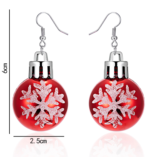 Christmas Snowflake Red Round Plastic Earrings | picture 