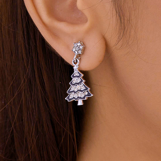 Christmas Tree Plant Silver Alloy Earrings | picture 