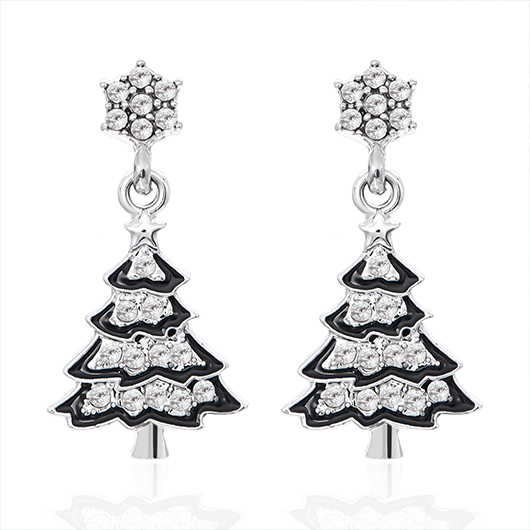Christmas Tree Plant Silver Alloy Earrings | picture 