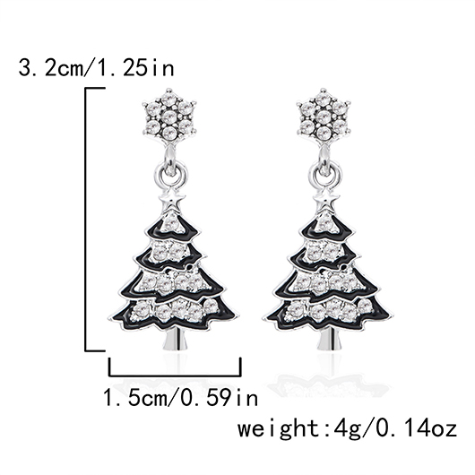 Christmas Tree Plant Silver Alloy Earrings | picture 