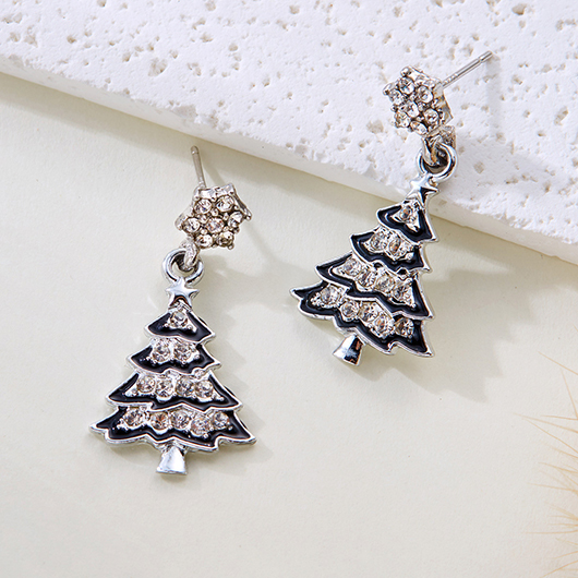 Christmas Tree Plant Silver Alloy Earrings | picture 