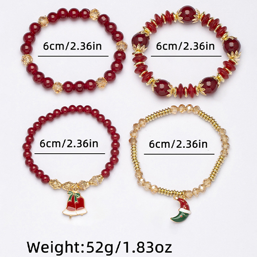 Christmas Wine Red Glass Bracelet Set USD 11.98
