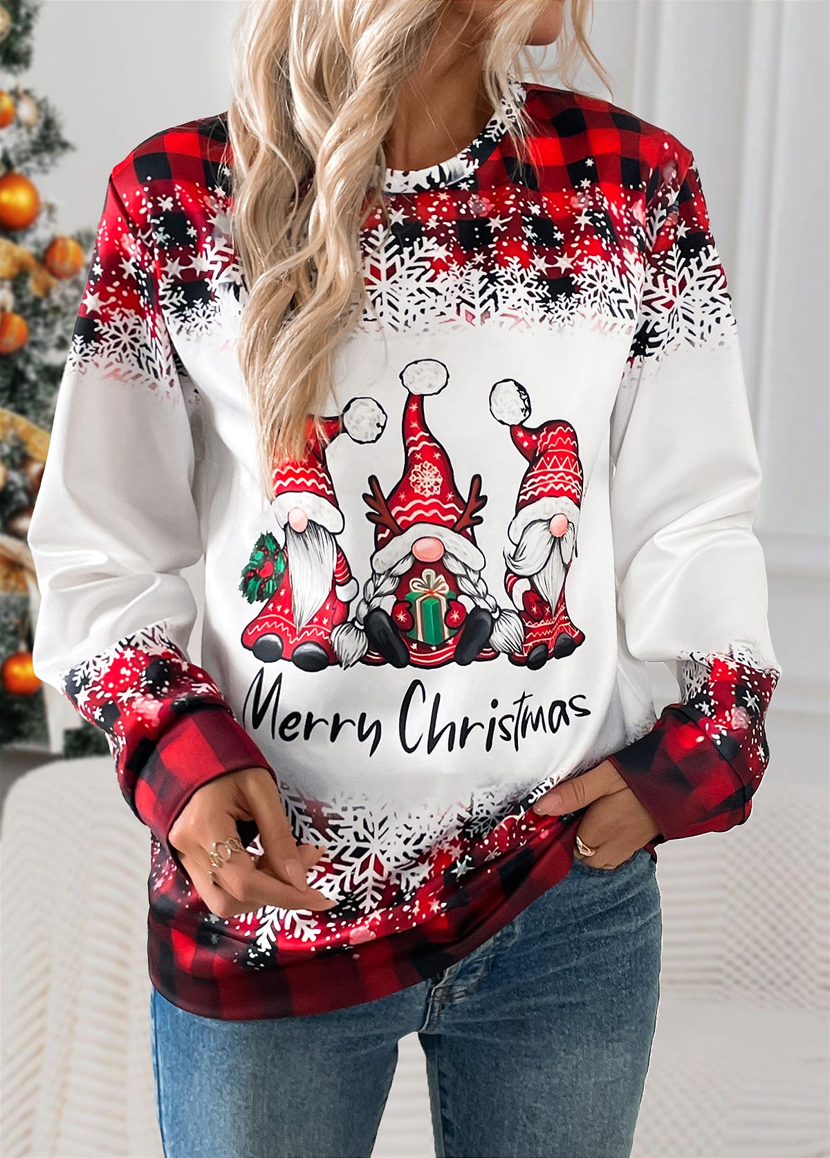 Christmas Red Tummy Coverage Santa Claus Print T Shirt | picture 
