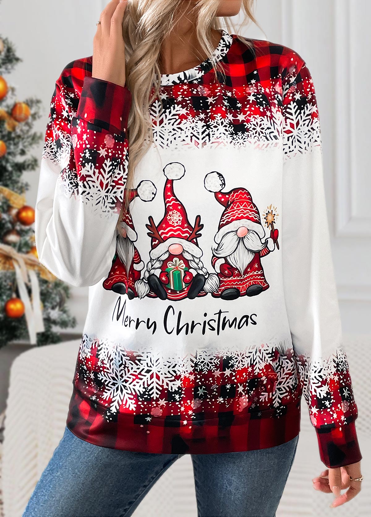 Christmas Red Tummy Coverage Santa Claus Print T Shirt | picture 