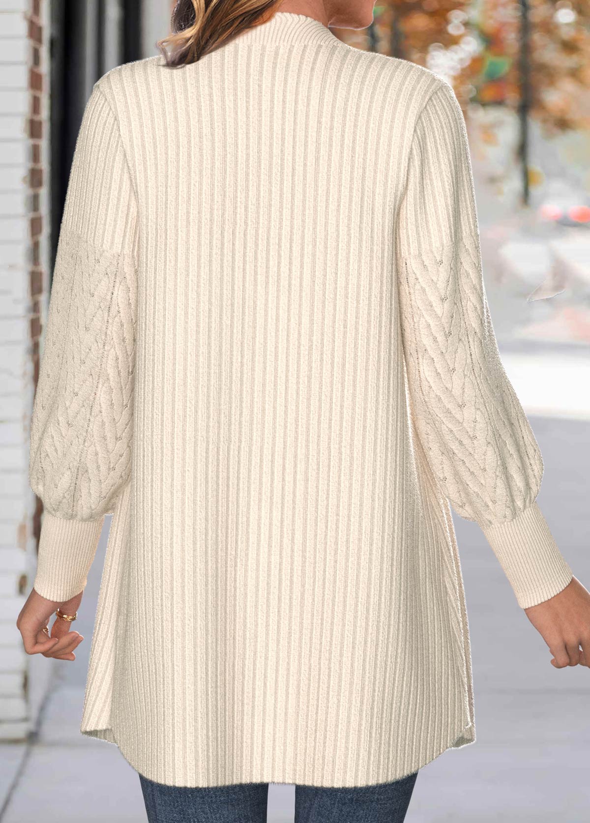 Beige Button Lace Long Sleeve Coat | picture 