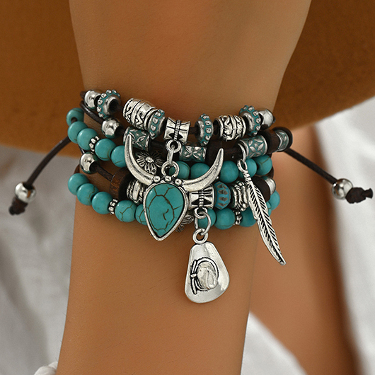 Mint Green Tribal Layered Beaded Bracelet | picture 