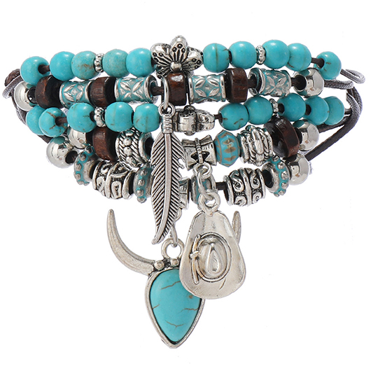 Mint Green Tribal Layered Beaded Bracelet | picture 