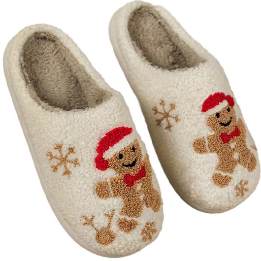 Christmas Beige Closed Toe Falt Slippers | picture 