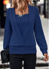 Dark Blue Fake 2in1 Long Sleeve Sweatshirt | thumb picture 