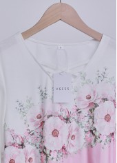 Valentine's Day Pink Criss Cross Floral Print T Shirt | thumb picture 