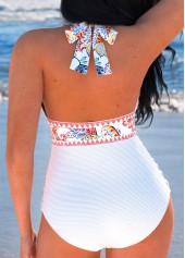 Patchwork Paisley Print White One Piece Swimwear | thumb picture 