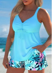 Patchwork Tropical Plants Print Mint Green Tankini Set | thumb picture 