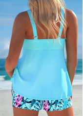Patchwork Tropical Plants Print Mint Green Tankini Set | thumb picture 