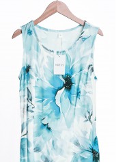 Blue Tummy Coverage Floral Print Sleeveless Round Neck Dress | thumb picture 