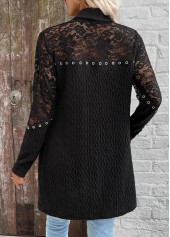 Black Patchwork Long Sleeve Light Cardigan | thumb picture 