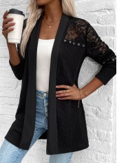 Black Patchwork Long Sleeve Light Cardigan | thumb picture 