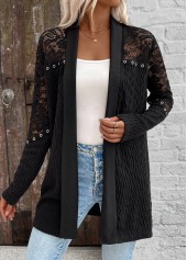 Black Patchwork Long Sleeve Light Cardigan | thumb picture 