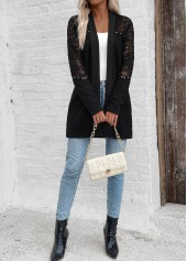 Black Patchwork Long Sleeve Light Cardigan | thumb picture 