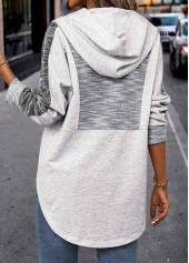 Light Grey Patchwork Long Sleeve Hoodie | thumb picture 