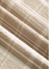 Light Coffee Button Plaid Long Sleeve Shirt Collar Blouse | thumb picture 