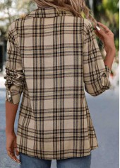 Light Coffee Button Plaid Long Sleeve Shirt | thumb picture 