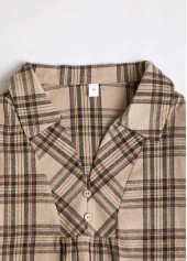 Light Coffee Button Plaid Long Sleeve Shirt | thumb picture 