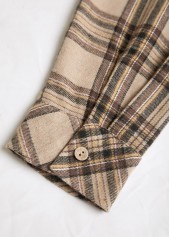 Light Coffee Button Plaid Long Sleeve Shirt | thumb picture 