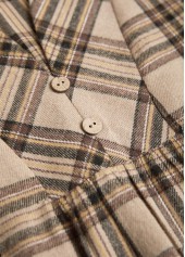 Light Coffee Button Plaid Long Sleeve Shirt | thumb picture 