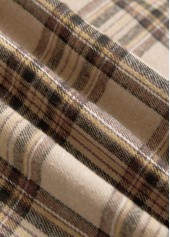 Light Coffee Button Plaid Long Sleeve Shirt | thumb picture 