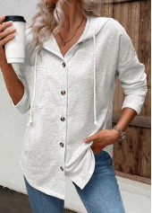 Light Grey Patchwork Long Sleeve Hoodie | thumb picture 