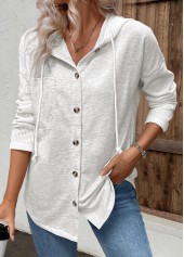 Light Grey Patchwork Long Sleeve Hoodie | thumb picture 