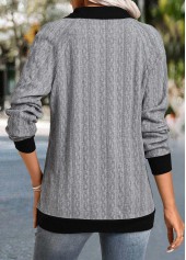 Grey Zipper Long Sleeve Shirt Collar Sweatshirt | thumb picture 