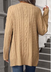 Light Camel Button Long Sleeve Cardigan | thumb picture 