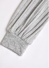 Light Grey Button Long Sleeve V Neck T Shirt | thumb picture 