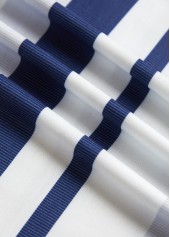 White Patchwork Striped Long Sleeve Split Neck T Shirt | thumb picture 