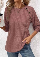 Dark Reddish Purple Patchwork Long Sleeve T Shirt | thumb picture 