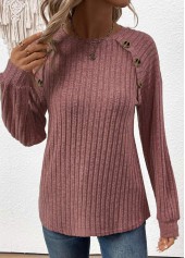 Dark Reddish Purple Patchwork Long Sleeve T Shirt | thumb picture 