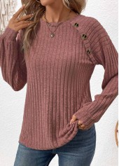 Dark Reddish Purple Patchwork Long Sleeve T Shirt | thumb picture 