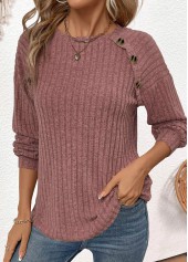 Dark Reddish Purple Patchwork Long Sleeve T Shirt